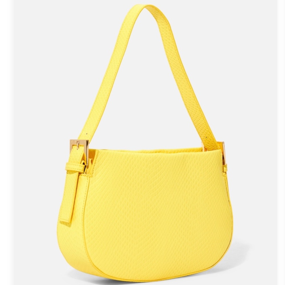 NWT JustFab Yellow Faux Snake Bag w Gold Hardware